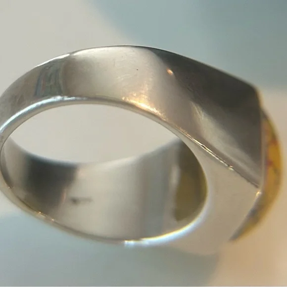 925 Sterling Silver Yellow Turquoise Ring - Picture 6 of 8